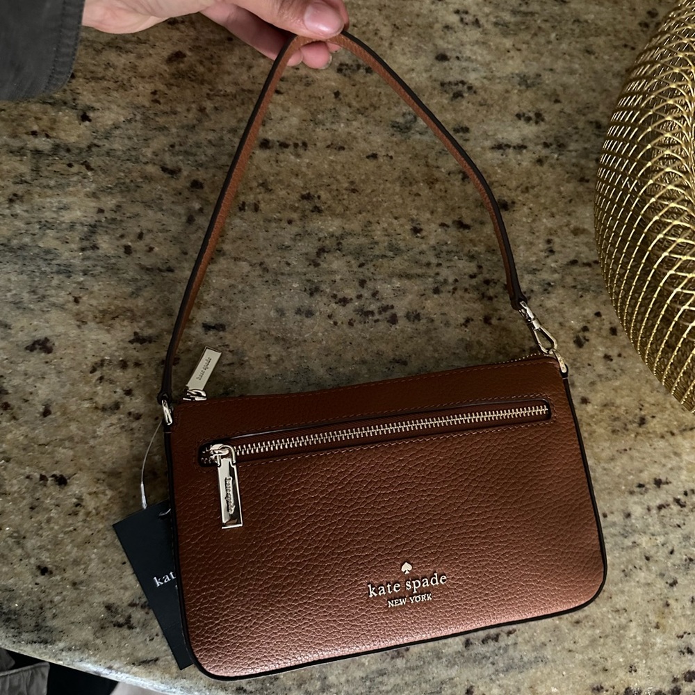 Kate Spade Leila Convertible Wristlet Shoulder Bag Leather Gingerbread Brown New - Picture 8 of 8